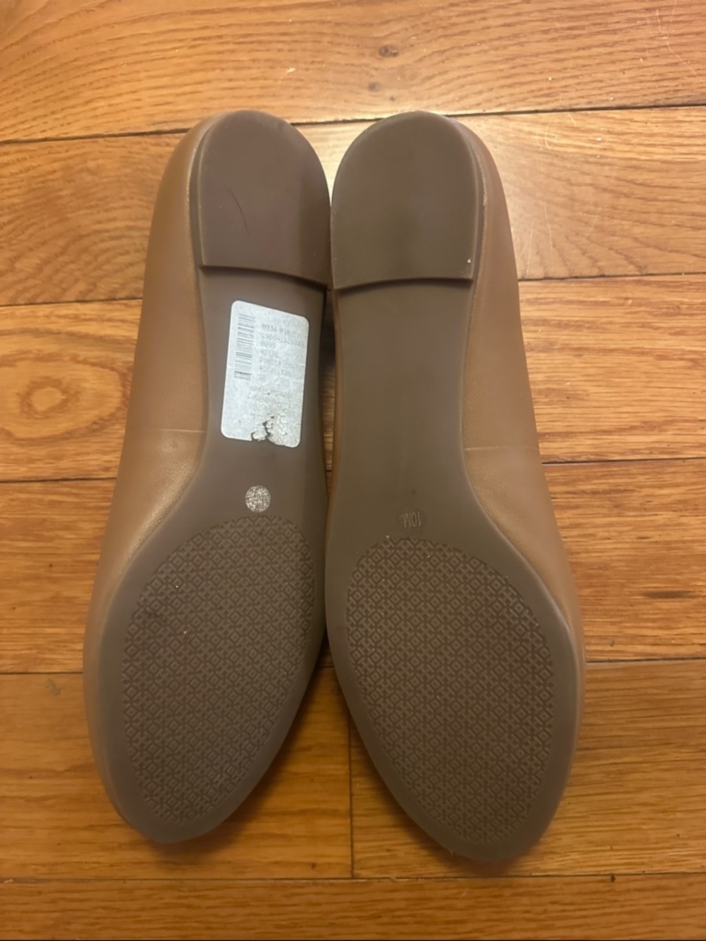 Tory Burch Blush Tan Leather Logo Ballet Flats - Picture 4 of 5